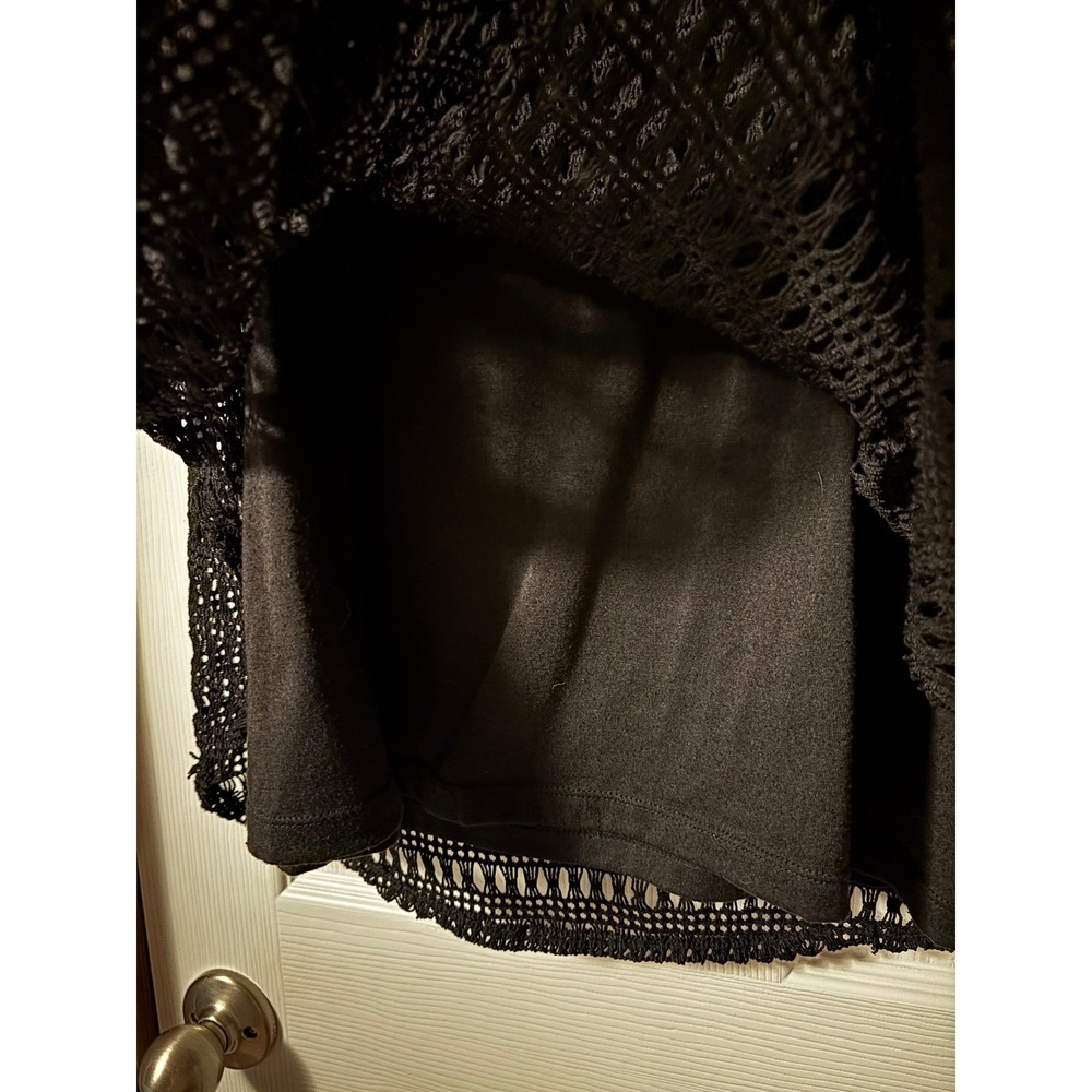 Perception Concept Womens XL Black Crochet Poncho Top Kimono Sleeve TQ162 - Picture 6 of 8